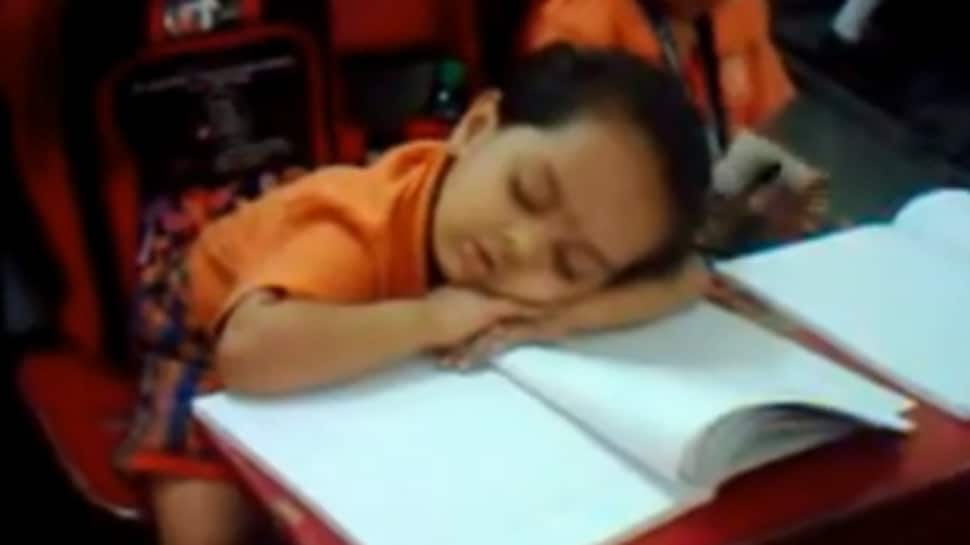 This video of a kid dozing off in classroom goes viral on social media-Watch