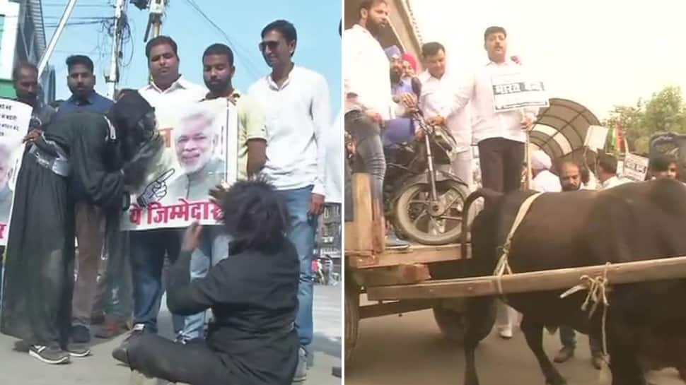 Bharat Bandh: &#039;Daayan&#039; to bikes on bullock carts, Opposition&#039;s full-blown attack on Modi government