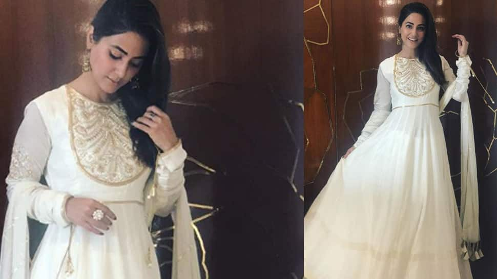 Hina Khan looks graceful in a white Anarkali suit—See pics