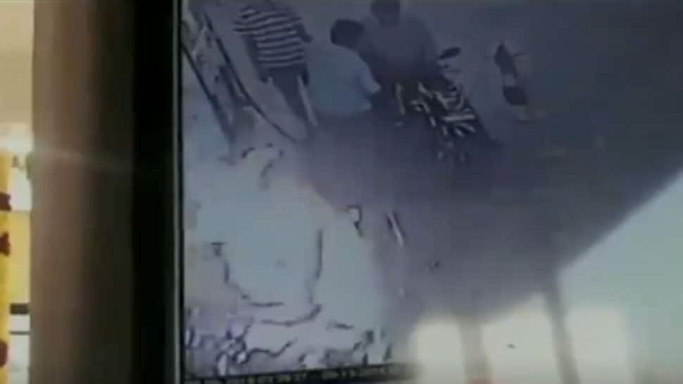 Watch: Bike catches fire at petrol pump, man sustains burn injuries