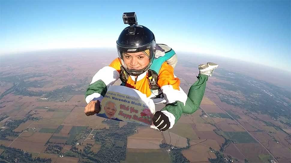 Indian skydiver jumps off plane from 13,000 feet to wish PM Narendra Modi on his birthday