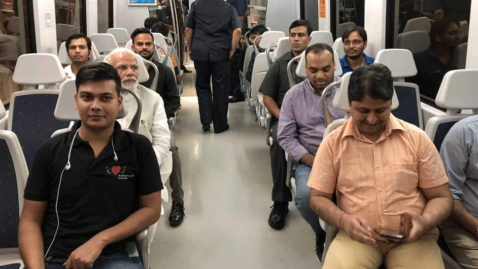 PM Modi boards Delhi Metro to travel from Dhaula Kuan to Dwarka