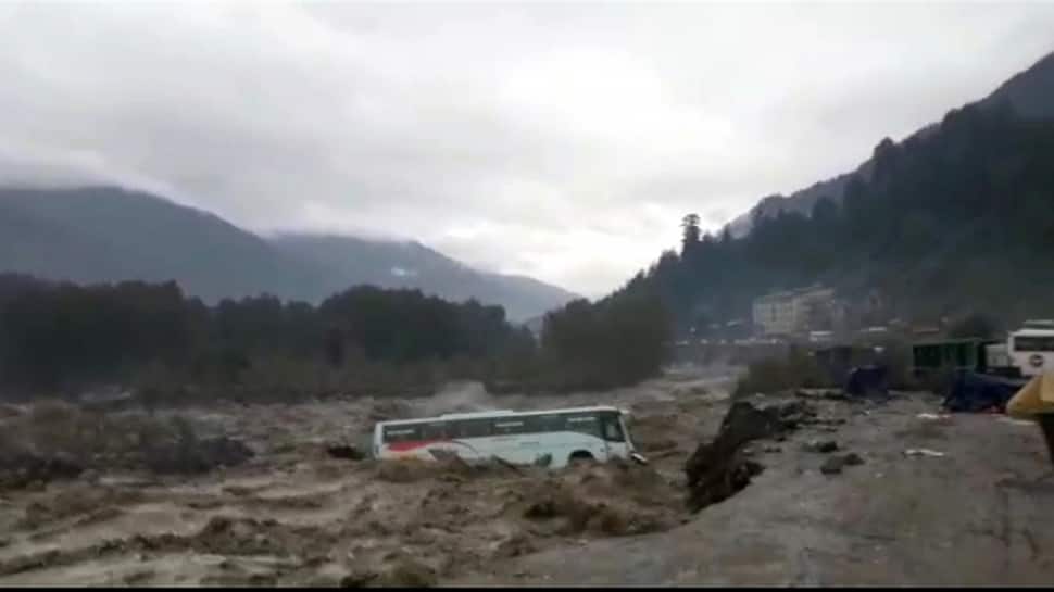 Watch: Bus swept away in Beas river, floats like a toy