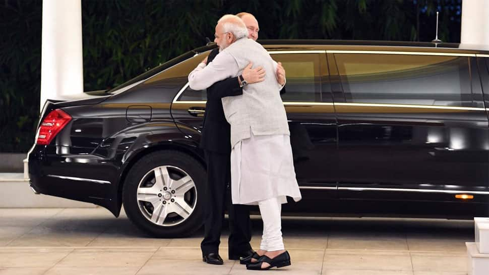 PM Narendra Modi welcomes Putin with warm hug, hosts dinner for Russian President Vladimir Putin ahead of bilateral summit