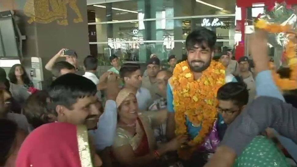 Javelin thrower Sandeep Chaudhary returns to India after bagging Gold at Asian Para Games 2018 