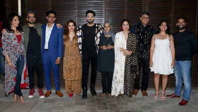 The Badhaai Ho team strikes a pose at the success bash.