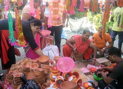 Women are busy shopping ahead of Chhath Puja in Kolkata.