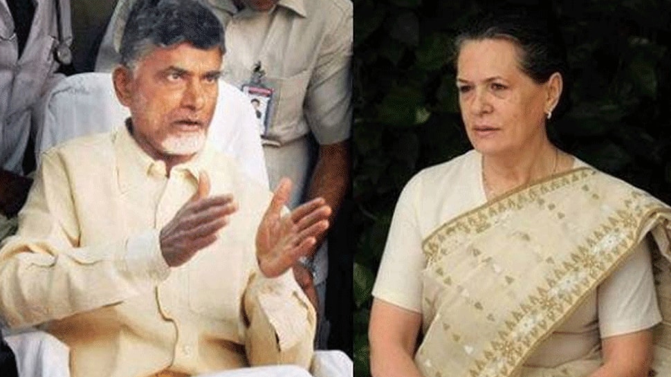 Image result for chandrababu with sonia & rahul