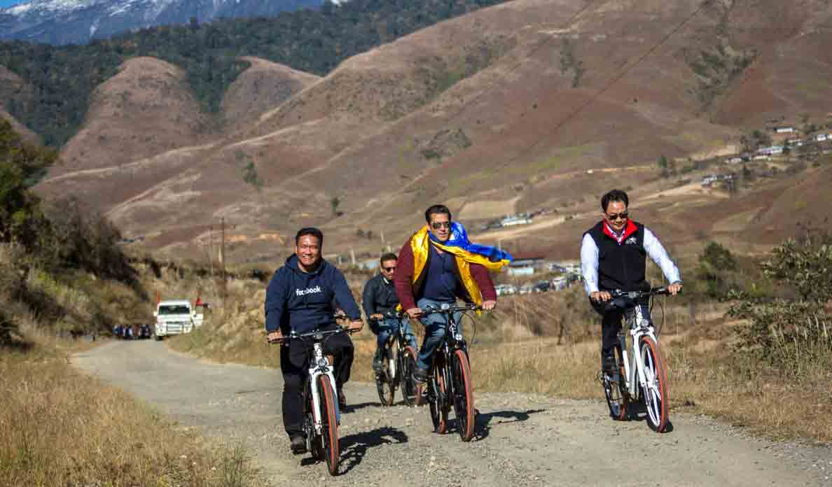 Salman Khan cycles with Kiren Rijiju, Pema Khandu in Arunachal Pradesh — Watch video