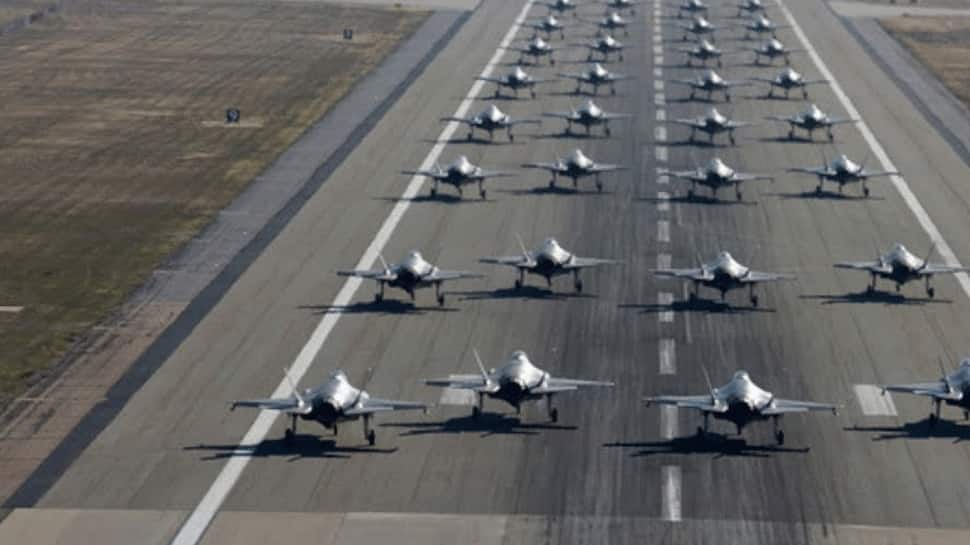 In massive display of air power, US conducts first ever &#039;elephant walk&#039; of F-35 fighters