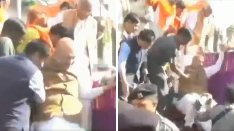 Amit Shah stumbles, falls after roadshow in Madhya Pradesh, unhurt