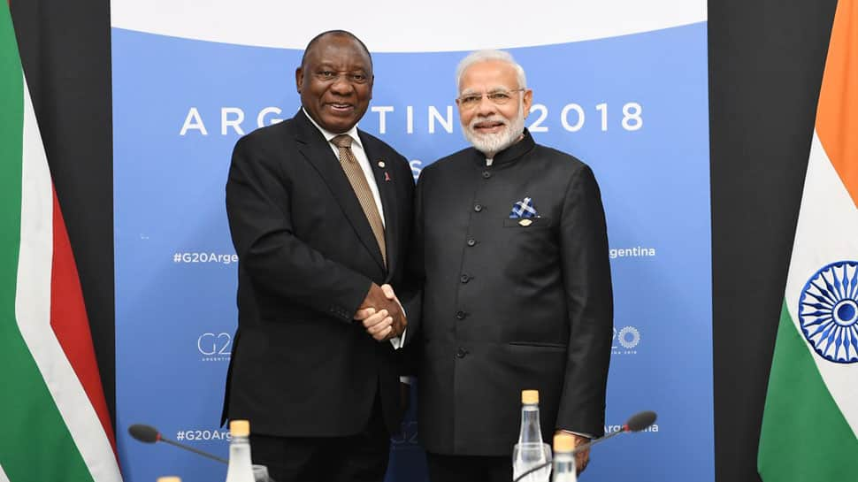 PM Narendra Modi welcomes South African President Cyril Ramaphosa as Republic Day chief guest