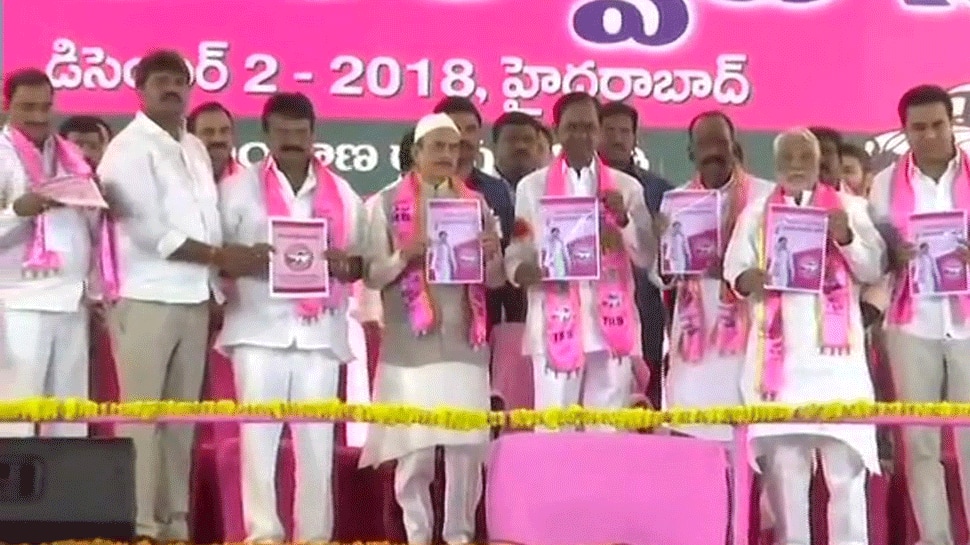 Telangana Rashtra Samithi releases party manifesto for Telangana polls