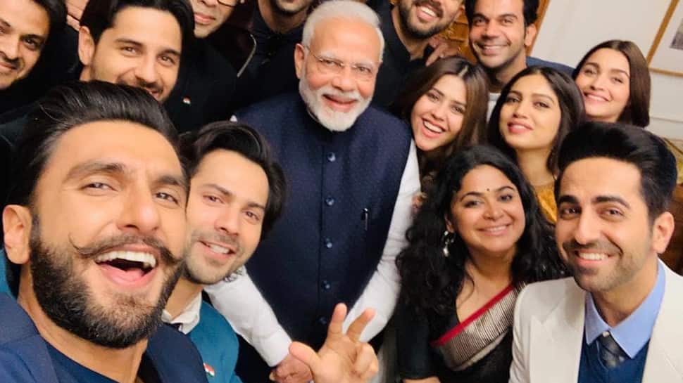 PM Narendra Modi&#039;s epic selfie with top Bollywood stars calls for a freeze frame!