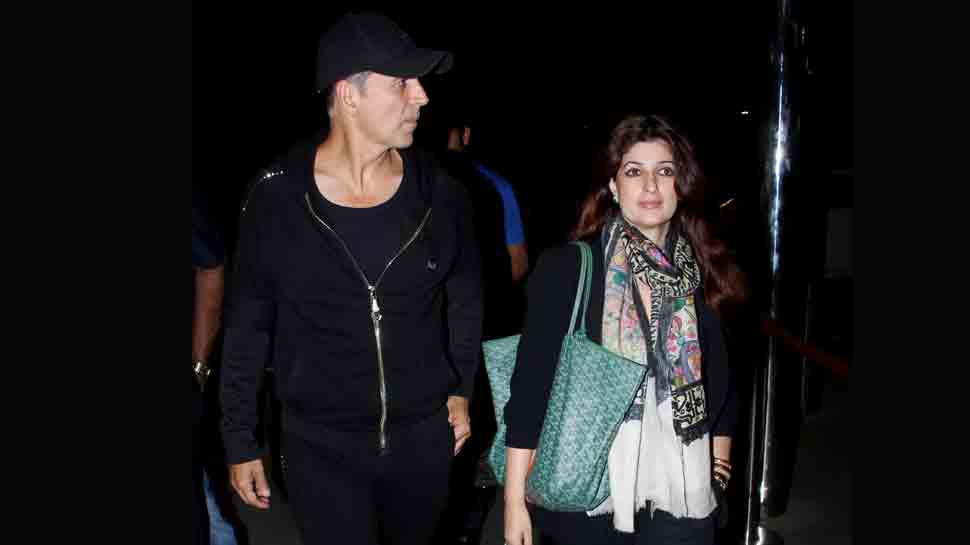 Akshay Kumar, Twinkle Khanna twin in black as they leave for an undisclosed destination — See pics