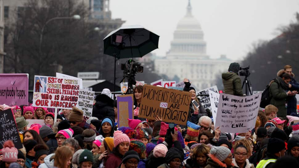 Women march in hundreds of US cities for third straight year