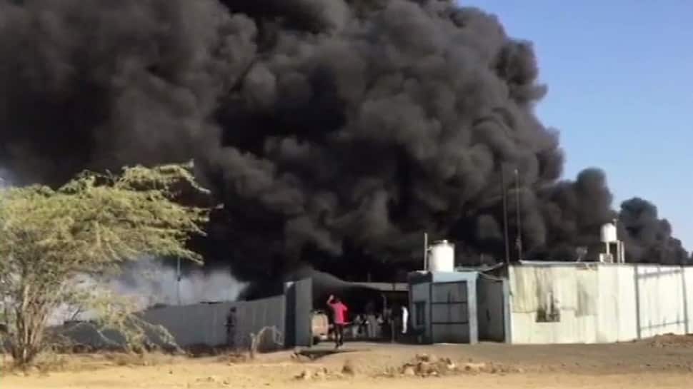 Fire breaks out at a tyre factory in Mandsaur in Madhya Pradesh Fire breaks out at a tyre factory in Mandsaur in Madhya Pradesh