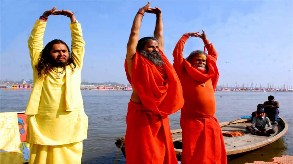 At Kumbh 2019, Ramdev urges sadhus to quit smoking