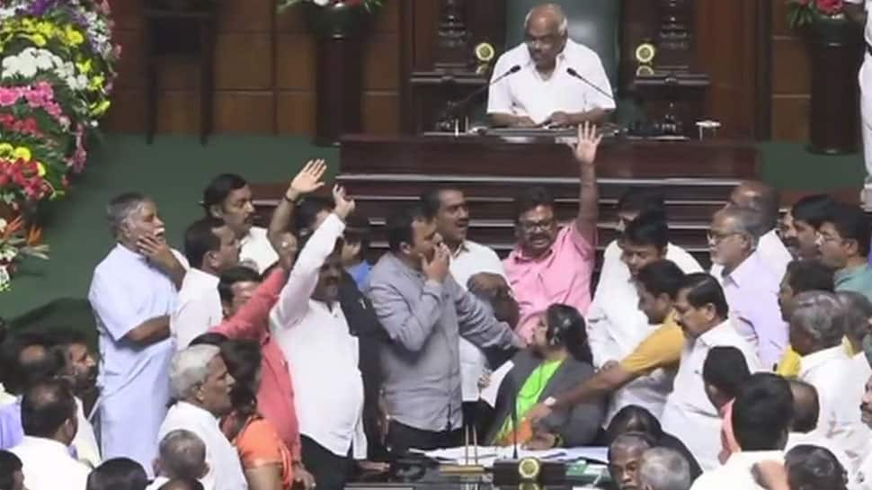 Karnataka Assembly adjourned for the day amid BJP protests against govt