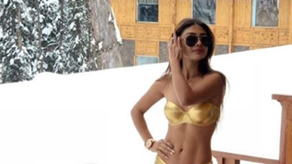 Sreejita De takes up minus 10-degree challenge, flaunts her washboard abs in metallic gold bikini - Pics