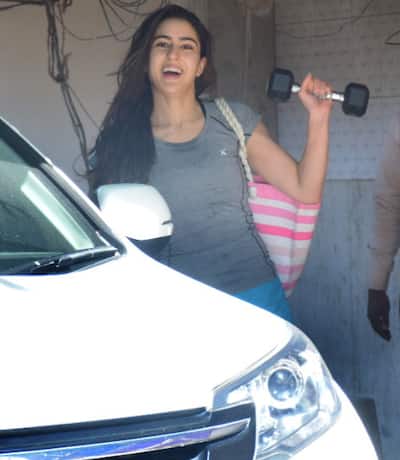 Sara Ali Khan poses with a dumble!