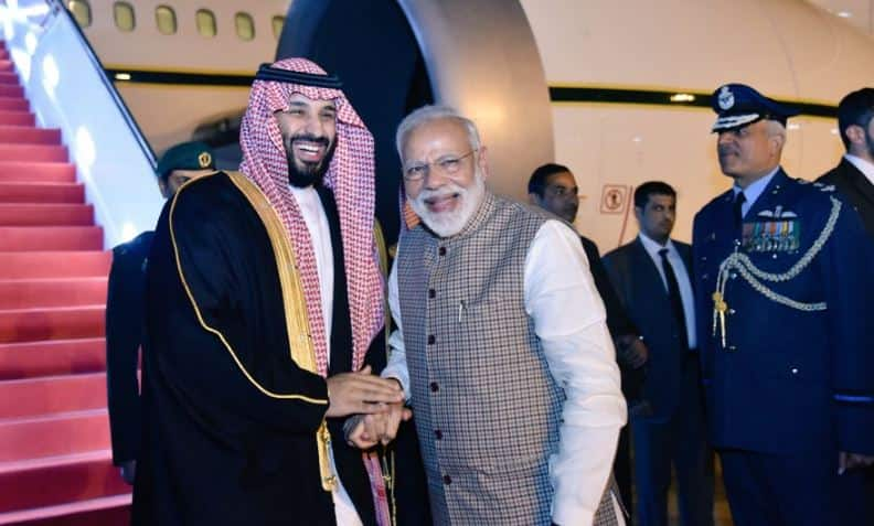 Saudi Crown Prince Mohammed bin Salman lands in India, PM Narendra Modi receives him at airport