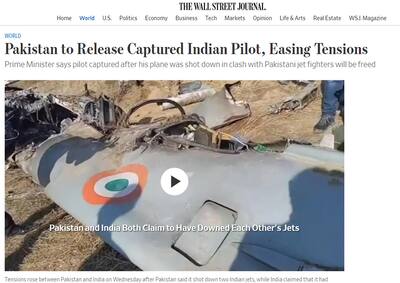 Wall Street Journal on IAF pilot Wing Commander Abhinandan Varthaman's release