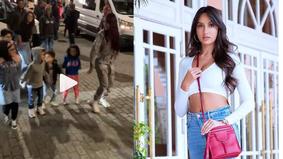 Nora Fatehi dances to &#039;Kamariya&#039; with a bunch of kids—Watch