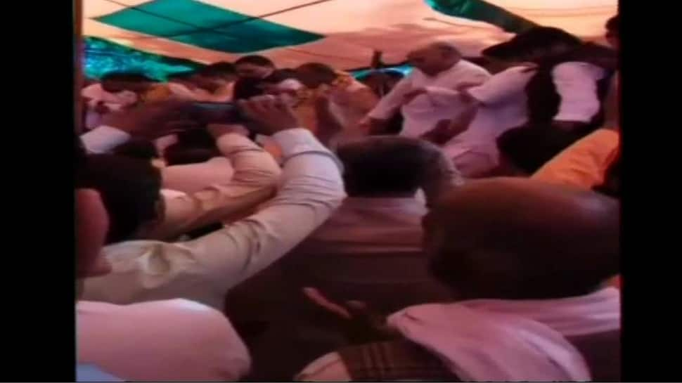 Caught on camera: Stage collapses at a BJP event in Uttar Pradesh&#039;s Sambhal, party leaders injured