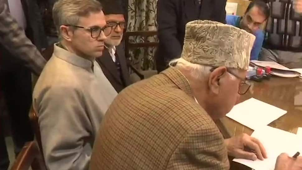 Farooq Abdullah files nomination papers for Srinagar Lok Sabha seat