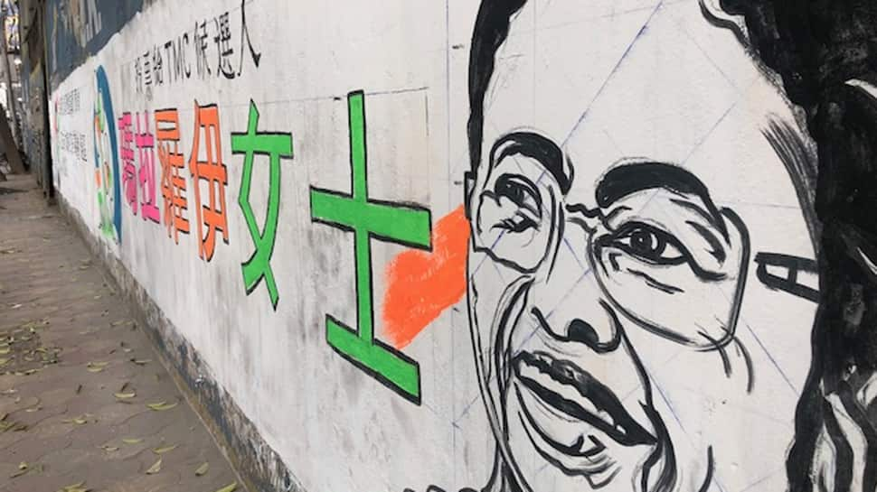 Mandarin graffiti in support of TMC adorn walls of Kolkata&#039;s Chinatown