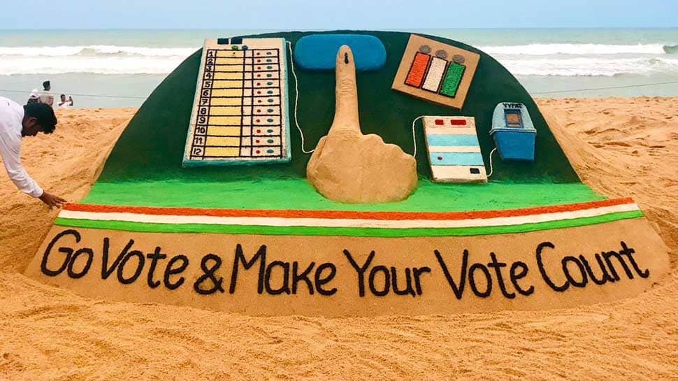 Artist Sudarsan Pattnaik urges people to vote through his sand sculpture