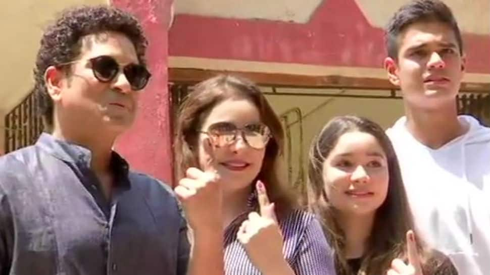 Sachin Tendulkar&#039;s children Sara and Arjun cast their votes for the first time