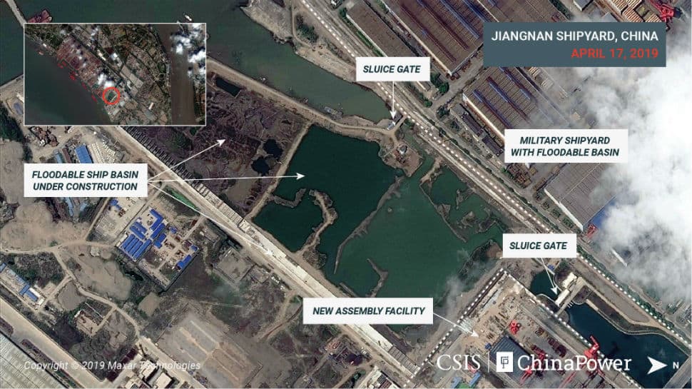 Satellite images reveal China is constructing its third, and largest, aircraft carrier