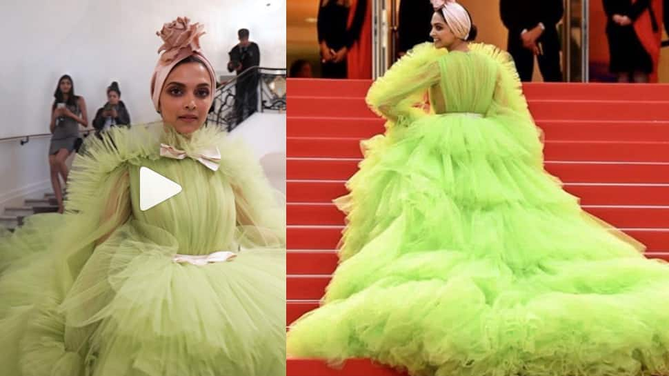 Deepika Padukone owns the red carpet in a neon green dress at Cannes 2019—Watch