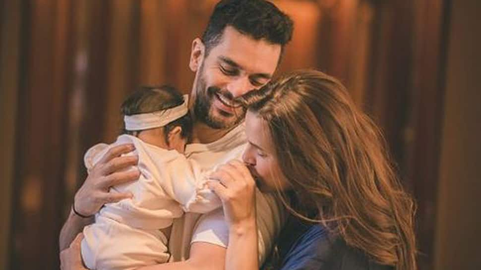 Neha Dhupia shares cute family image with Angad, Mehr