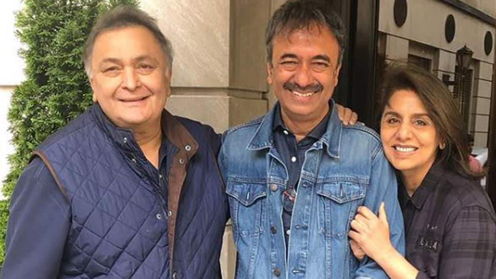 Rishi Kapoor, Neetu Kapoor discuss movies with Raj Kumar Hirani in New York