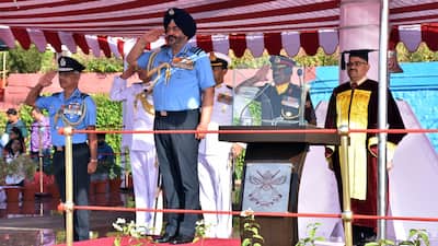 Chief of the Air Staff Air Chief Marshal BS Dhanoa takes the salute during the Passing Out Parade