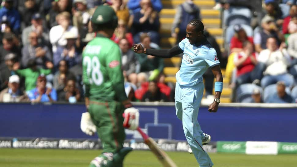 Watch - Jofra Archer&#039;s scorcher takes off Soumya Sarkar&#039;s bails, ball lands beyond boundary for &#039;six&#039;