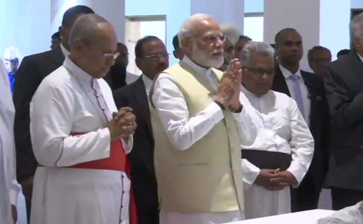 Prime Minister Narendra Modi visits church targeted during Easter terror attacks in Sri Lanka