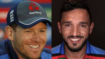 Eoin Morgan and Gulbadin Naib 