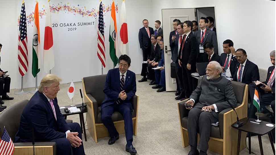 PM Modi holds trilateral meet with US President Trump and Japanese PM Abe, discuss improved connectivity and infrastructure development