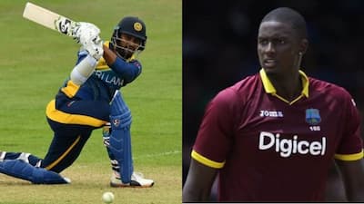 Dimuth Karunaratne and Jason Holder 