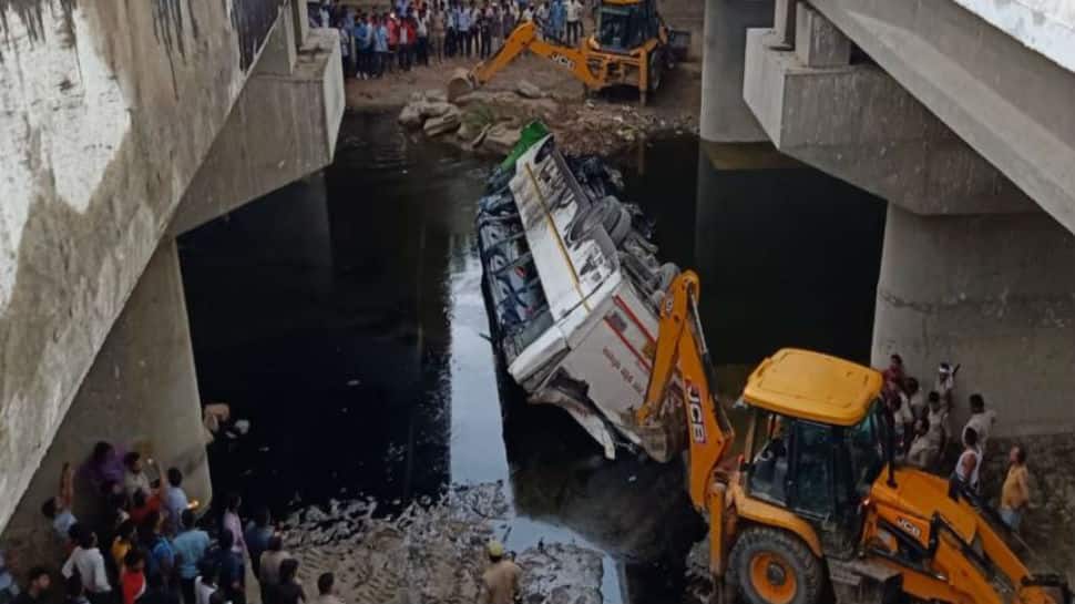 Double-decker bus falls into canal near Yamuna Expressway, 29 feared dead