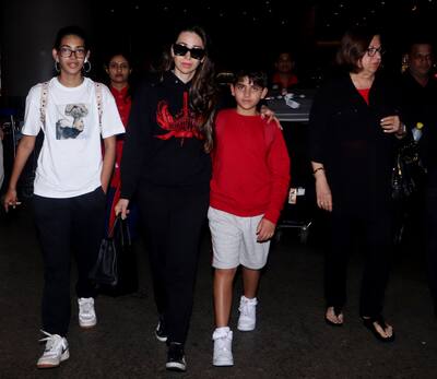 Karisma Kapoor and mother Babita twin in black and red