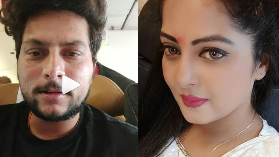 Kuldeep Yadav&#039;s birthday wish for Bhojpuri actress Anjana Singh in unmissable—Watch