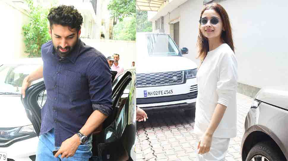 Alia Bhatt clicked at Mahesh Bhatt&#039;s office with Sadak 2 co-star Aditya Roy Kapur — Pics