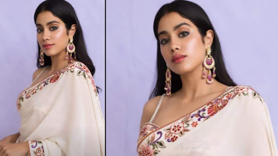 Janhvi Kapoor looks ethereal in an off-white saree—Pics