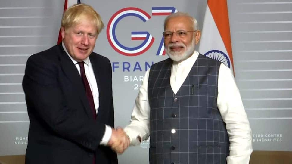 PM Narendra Modi meets British counterpart Boris Johnson on sidelines of G7 summit in France