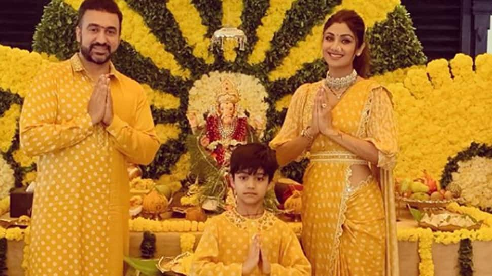 Shilpa Shetty reserves a yellow welcome for Ganpati